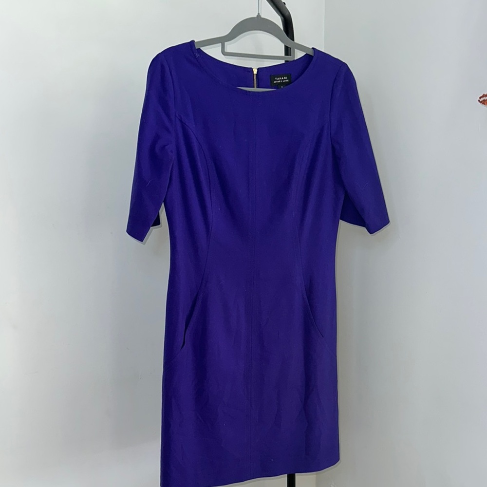 Tahari Vibrant Purple Midi Dress
